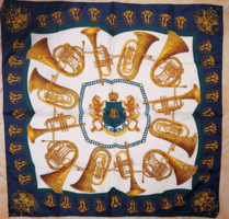 Old shawl, scarf with wind instruments (713)