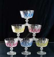 Vmc reims france harlequin - colorful french crystal drink set - cognac liqueur glasses