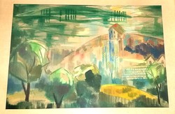 Somogyi István (1930-1998) - Hegyoldal 1965 Képcsarnokos festmény