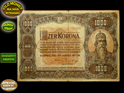 1000 KORONA - 1920 - NAGYMÉRETŰ - RITKASÁG (piros számozás!)