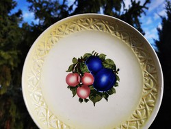 ANTIQUE FRUIT-DECORATED GRANITE TRAY