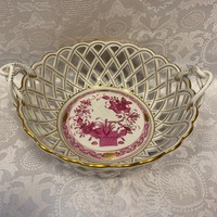 Rare Herend Indian basket pattern large size openwork basket