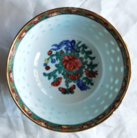 Hand painted Chinese family rose porcelain rice grain bowl with spoon