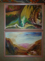 Under the frame! Pair of paintings by H.Gy. Szignós, 50x70+frame, in wall-ready condition