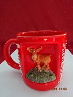 Hungarian porcelain glass with reindeer on the side. He has!