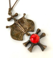 Joseph Péri applied arts bronze goldsmith jewelry necklace with fire enamel decoration