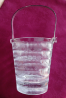Crystal glass ice bucket with ice holder