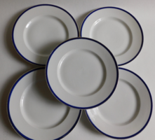 Antik Zsolnay klasszikus desszertes tányérok kék csíkkal (5 darab)
