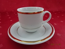 Great Plain porcelain coffee cup + placemat with gold border. He has!