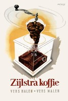 Vintage old antique Dutch hand rolled coffee grinder coffee grinder advertisement advertising poster reprint