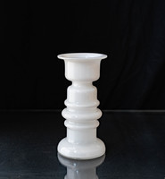 Retro Milk Glass Candle Holder or Vase - Midcentury Modern Scandinavian Design - Lindshammar Style