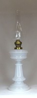 1F574 antique milky white large blown glass kerosene lamp with cylinder 54 cm