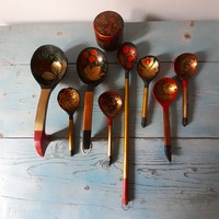 8Db. Old russian handicraft khokhloma spoon, jewelry box