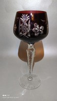 Lausitzer burgundy marsala patterned cut crystal wine glass