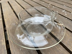 Jena glas schott & gen six-piece tea set, teacups + coasters