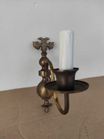 Antique one-piece patinated copper double-headed eagle wall bracket + 1 new decorative candle and 1 light bulb 56
