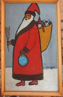 Anna with a margit sign - Santa with gifts - painting - Santa Claus