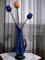 Lüsztermázas szakított kék üveg váza vagy kancsó
