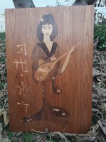 Marquetry picture, Japanese lady.