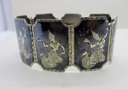 Old niello silver bracelet with a beautiful pattern