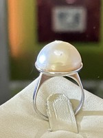 Art-deco Stílusú ezüst gyűrű nagy Gyöngy díszítéssel