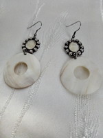 Silver-plated shell earrings