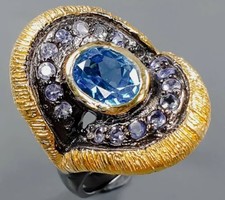 Kék topáz ezüst gyűrű