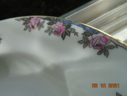 Kézi ezüst patinás festéssel Antik Bécsi rózsás mélytányér