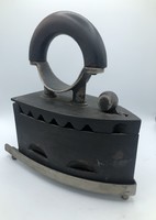 Antique charcoal iron with metal holder