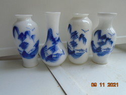 4 miniature eggshell porcelain vase with hand-painted unique cobalt blue kangxi patterns