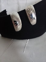 Wide silver plated pattern hoop earrings