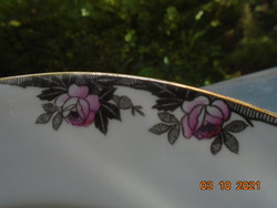 Kézi ezüst patinás festéssel Bécsi rózsás antik cseh mélytányér