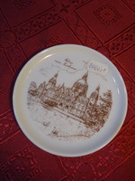 German porcelain mini wall decoration with a view of the das rathaus, diameter 10 cm. He has!