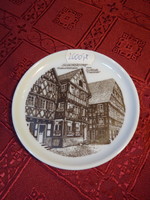 German porcelain mini wall decoration with a view of Schorndorf, diameter 9.8 cm. He has!
