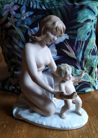 Wallendorf porcelán akt anya gyermekével. Wallendorf nude mother with her child