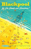 Vintage English British travel holiday ad advertising poster reprint beach beach sunlight summer