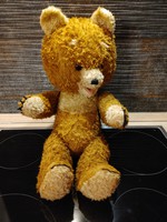 Antique 50 cm straw rattle teddy bear - hands can be moved from the 70's