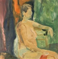 Stonawski Tamás (1970-) akvarell "Akt a műteremben" vázlat