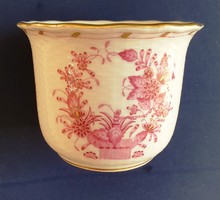 Herend Indian basket patterned pur-pur porcelain decorative pot