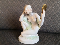 Herendi női akt, Tükrös nő: Szilágyi Nagy István szobrász, szignózott