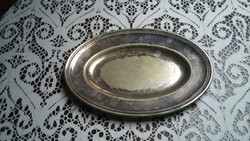 Old oval hacker with silver plated alpaca tray