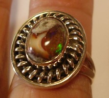 925 ezüst gyűrű, 17,1/53,7 mm, MEXIKÓI TŰZ ACHÁT