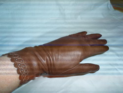 Vintage barna szarvasbőr női kesztyű