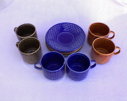 Kék-zöld-barna kerámia kávéskészlet