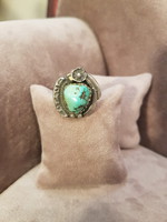 Aztec silver ring with turquoise