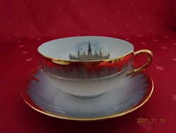 Eigl German porcelain coffee cup + placemat with inscription wien rathaus. He has!
