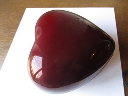 Ritka ökörvér mázas Zsolnay szív alakú nagyméretű bonbonié