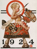 Naked blond little boy wooden toy horse old feather lovely funny picture 1924 j.C.Leyendecker reprint poster