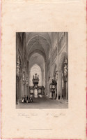 Szent Salvator székesegyház, acélmetszet 1846, Payne's Universum, eredeti, 11 x 16, metszet, Bruges