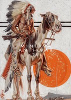 Amerikai indián harcos tarka ló tollas fejdísz legging fegyver 1923 J.C.Leyendecker REPRINT plakát